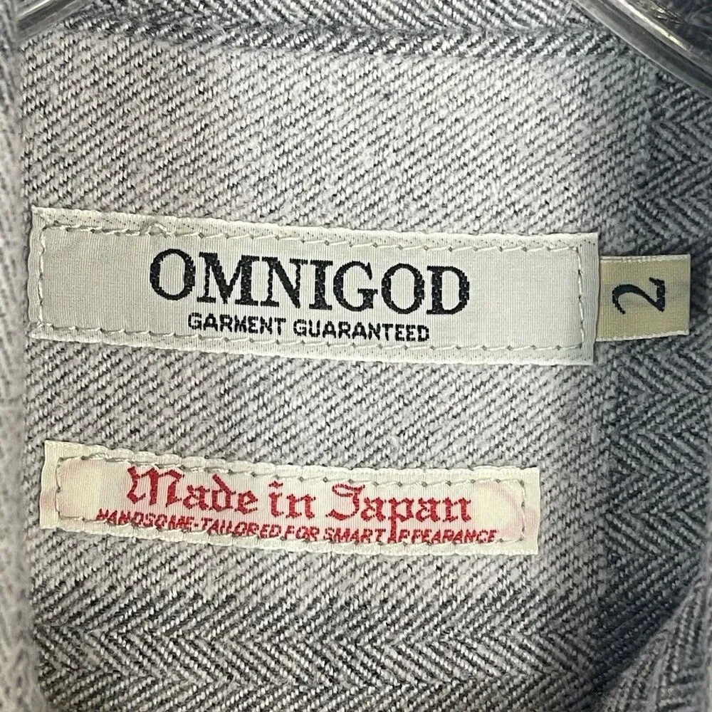 Omnigod Shirt‎ Mens 2 Gray Plaid Flannel Long Sleeve Cotton Made In Japan